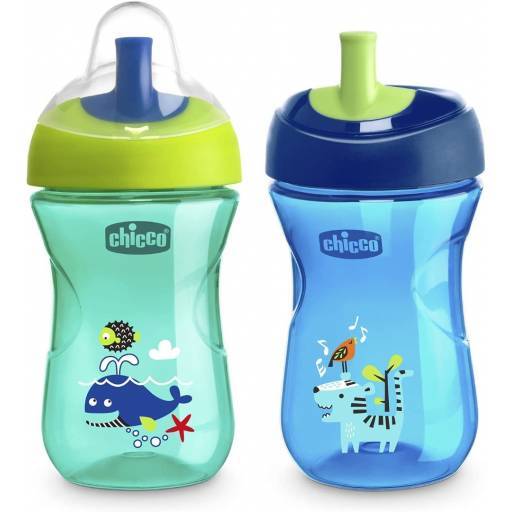 Vaso para bebés con aza antiderrame Chicco Training Cup color blue de 200mL